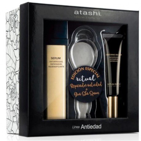 Atashi Sérum Redensificante 50 ml + Contorno de Ojos Antiarrugas 15 ml + Gua Sha Spoon