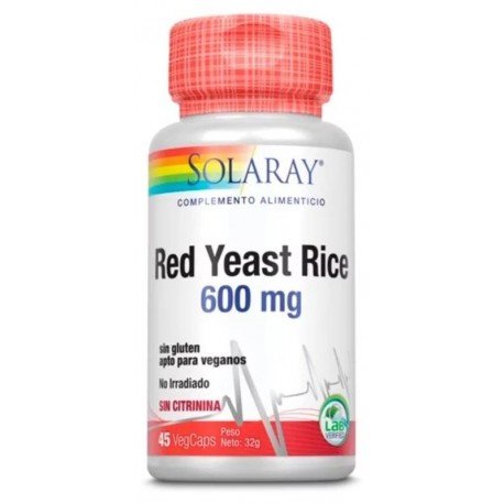 Solaray Levadura de Arroz Rojo 45 Cápsulas Vegetales