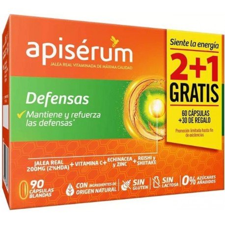 Apisérum Jalea Real Defensas 60 Cápsulas + REGALO 30 Cápsulas