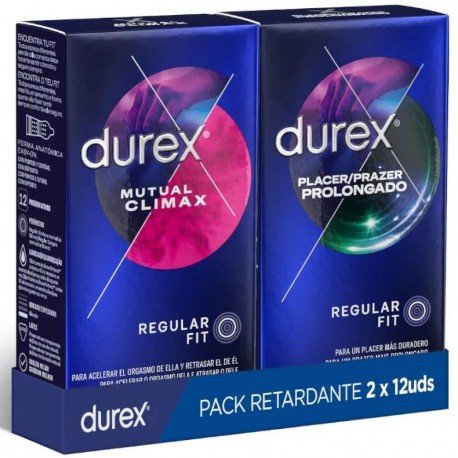 Durex Preservativos Placer Prolongado 12 uds + Mutual Climax 12 uds
