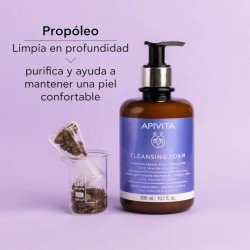 Apivita Espuma Limpiadora 3 en 1 Facial y Ojos con Oliva y Lavanda 300 ml