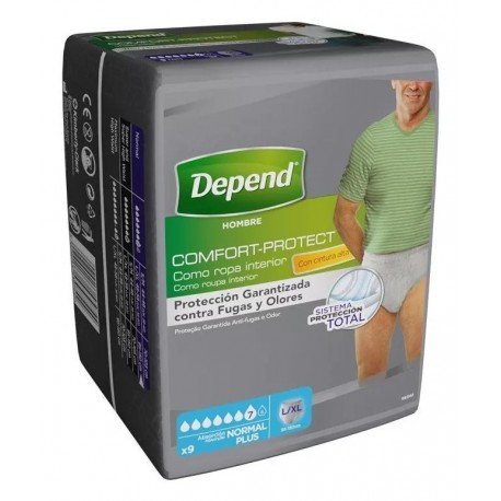 Depend Pañal Adulto Extradiscreto Normal L/XL Hombre 9 uds
