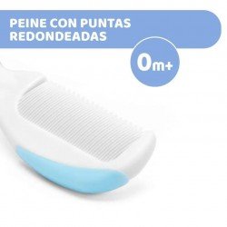 Chicco Cepillo Cerdas Naturales y Peine Azules 0m+