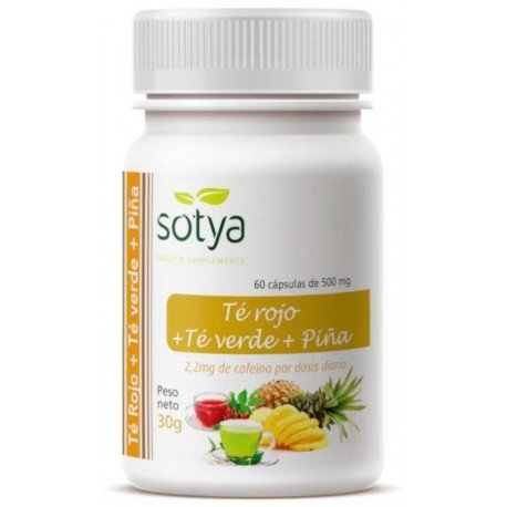 Sotya Té Verde, Té Rojo y Piña 500 mg 60 Cápsulas