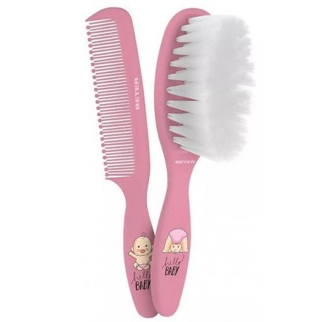 Beter Set de Peine y Cepillo para Bebé Rosa