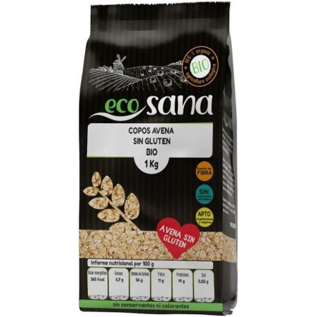 Ecosana Copos Avena Gruesos Integrales Sin Gluten Bio 1 kg