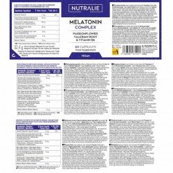 Nutralie Melatonina con Pasiflora + B6 y Raíz Valeriana 60 Cápsulas