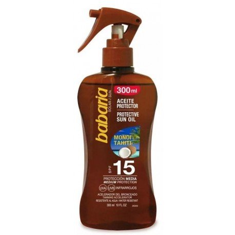 Babaria Aceite Protector Solar SPF15 Monoi Tahití 300 ml