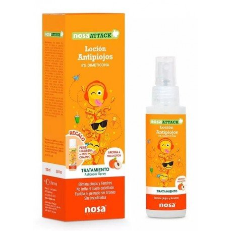 Nosa Loción Antipiojos Melocotón Attack 5% Dimeticona 100 ml