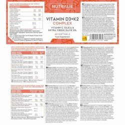 Nutralie Vitamina D3+K2 Complex 10000 UI con Vitamina C 60 Softgels