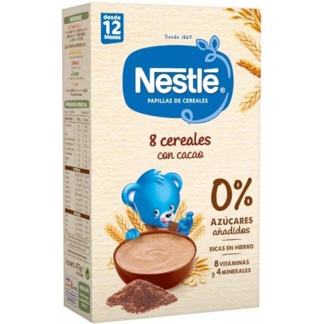 Nestlé Papilla 8 Cereales con Cacao +12m 450 gr