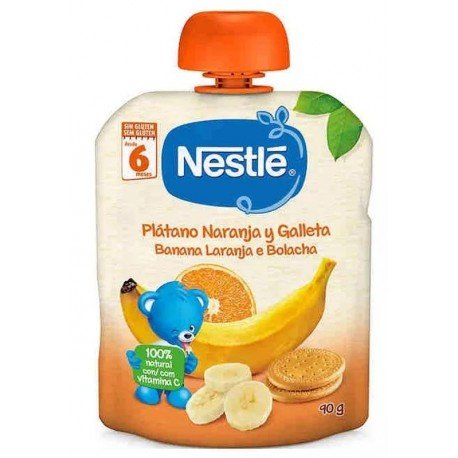 Nestlé Bolsita Plátano, Naranja y Galleta +6m 90 gr
