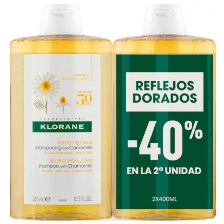 Klorane Champú Camomila Limpia e Ilumina 2x400 ml