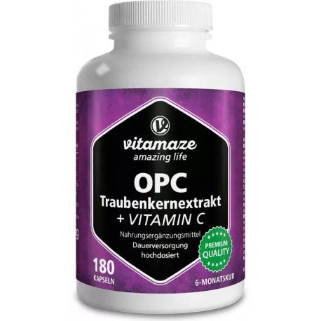 Vitamaze OPC Extracto Semilla Uva + Vitamina C 180 Cápsulas