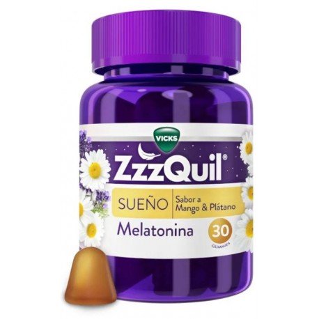 ZzzQuil Sueño Melatonina Dormir Mango y Plátano 30 Gummies