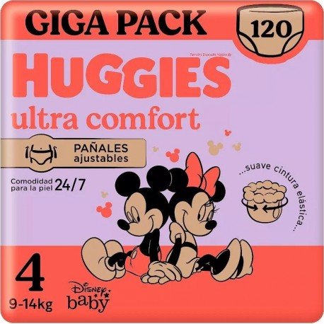 Huggies Ultra Comfort Pañales Braguita Disney Talla 4 (9-14 kg) 120 Uds