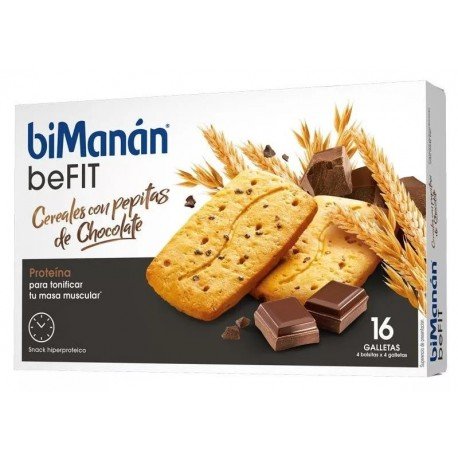 Bimanán Be Fit Galletas Cereales con Pepitas Chocolate 16 Uds