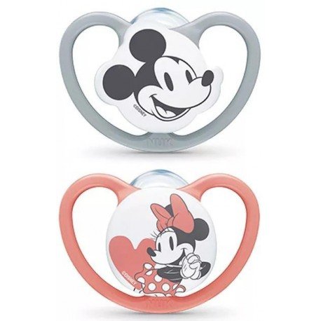 Nuk Space Chupete Minnie Silicona Rojo y Gris 18-36m