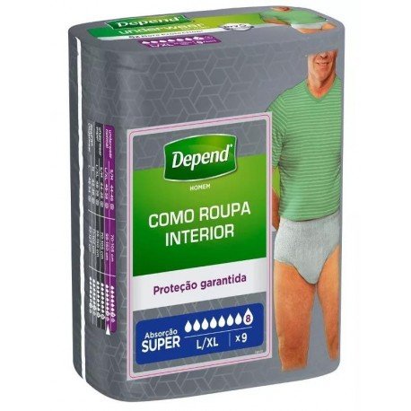 Depend Pañal Adulto Extradiscreto Super L/XL Hombre 9 uds