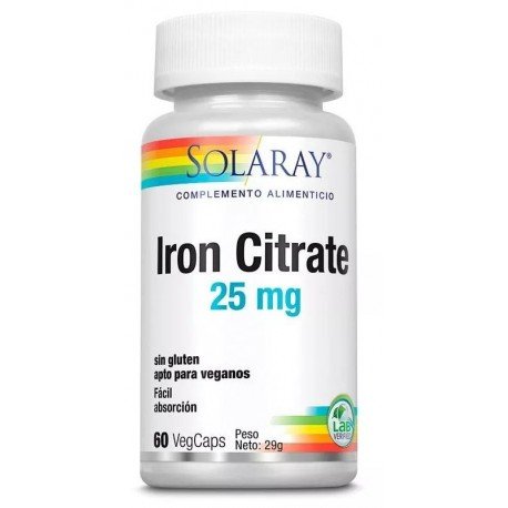 Solaray Hierro 25 mg 60 Cápsulas Vegetales