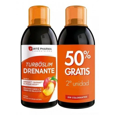 Forté Pharma TurboSlim Drenante Sabor Melocotón 2x500 ml (2ud 50% dto)