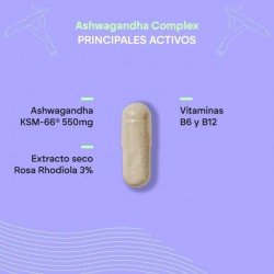 Nutralie Ashwagandha con Vitamina B6+B12 y Rodiola Ansiedad 60 Cápsulas