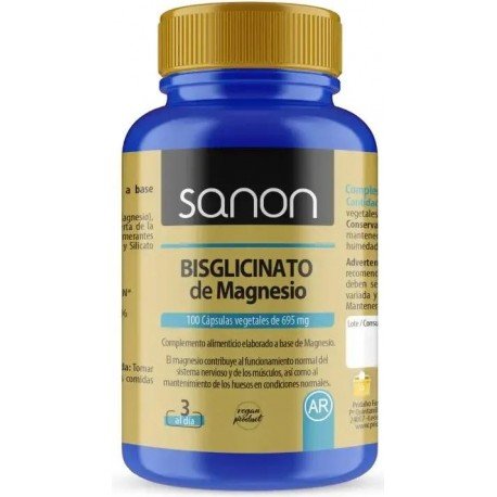 Sanon Bisglicinato de Magnesio 695mg 100 Cápsulas Vegetales