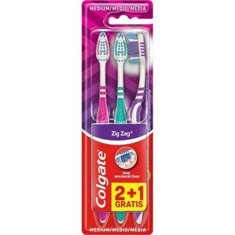 Colgate Cepillo de Dientes ZigZag Medio 2+1 Gratis