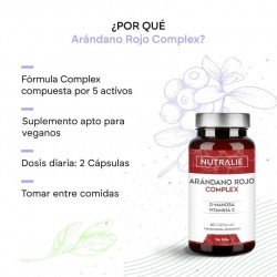 Nutralie Arándano Rojo Americano con Vitamina C y D-Manosa Cistitis 60 Cápsulas