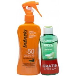 Comprar Babaria Spray Protector Solar Aloe SPF50 200 ml + After Sun Efecto Hielo 100 ml