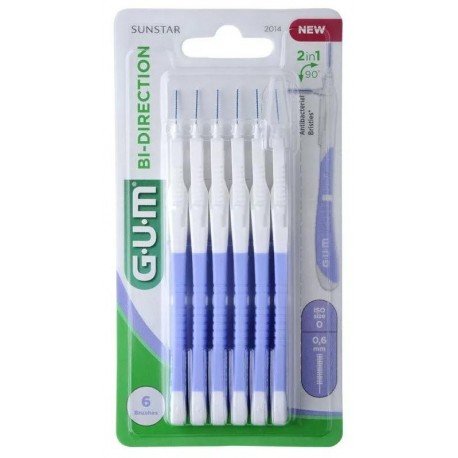 Gum Bi-Direction XS Cepillo Interdental 0,6 mm 2014 6 Uds