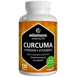 Comprar Vitamaze Cúrcuma + Piperina + Vitamina C Vegano 120 Cápsulas