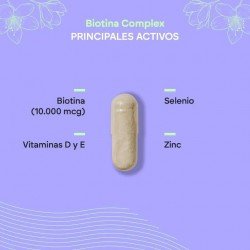Nutralie Biotina Complex con Vit D y E 10000mcg Pelo, Piel, Uñas 120 Cápsulas