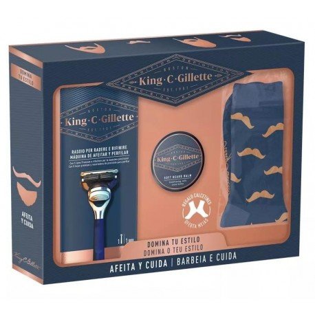 Gillette King C Maquinilla + Bálsamo Barba 100 ml + Calcetines de REGALO