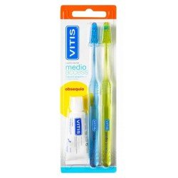 Comprar Vitis 2 Cepillos Dentales Medio Access + Regalo Vitis Pasta Blanqueadora 15 ml
