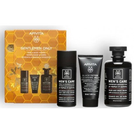 Apivita Men's Care Gel-Champú 250 ml + Crema Antiarrugas 50 ml + Limpiador Black Detox 50 ml