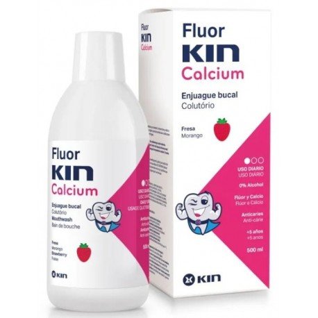 Kin FluorKin Calcium Enjuague Bucal Sabor Fresa 500 ml