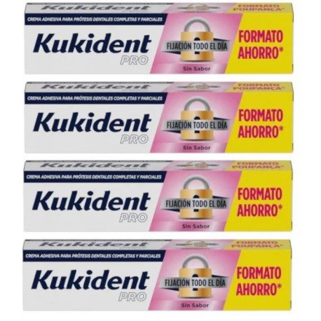 Kukident Pro Fijación Todo el Día Sin Sabor 4x70 gr PACK AHORRO