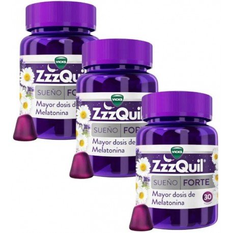 ZzzQuil Sueño Forte Mayor Dosis de Melatonina para Dormir 3x30 Gummies