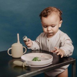 Suavinex Cuchara + Tenedor de Aprendizaje Acero Inoxidable Verde +6m 2 uds