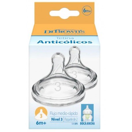 DrBrown´s Tetina Boca Ancha Nivel 3 Options +6m 2 Uds