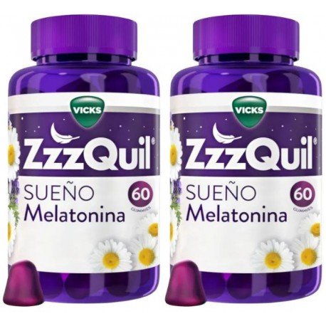 ZzzQuil Sueño Melatonina 1mg Dormir Frutos del Bosque 2x60 Gummies