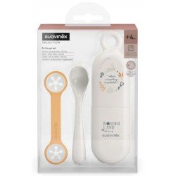 Comprar Suavinex Wonderland Set Cuchara + Portacucharas + Sujeta Baberos Beige +4m