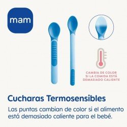MAM Set de Cucharas Puntas Sensibles al Calor con Tapa Protectora Neutro