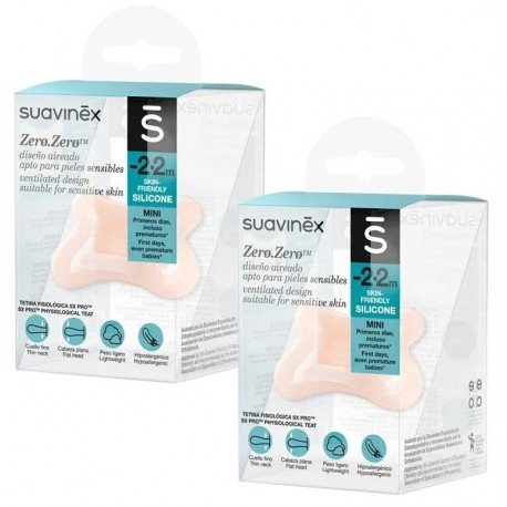 Suavinex Zero Zero Chupete Tetina Silicona Fisiológica SX Pro Fair -2-2m 2uds
