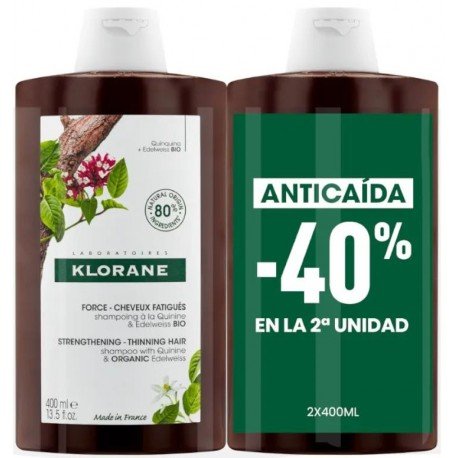 Klorane Champú Anticaída 2x400 ml