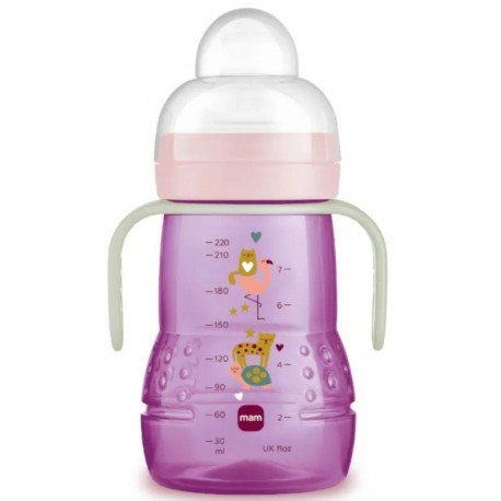 MAM Biberón y Vaso 2en1 Antiderrames +4 Meses Rosa 220 ml