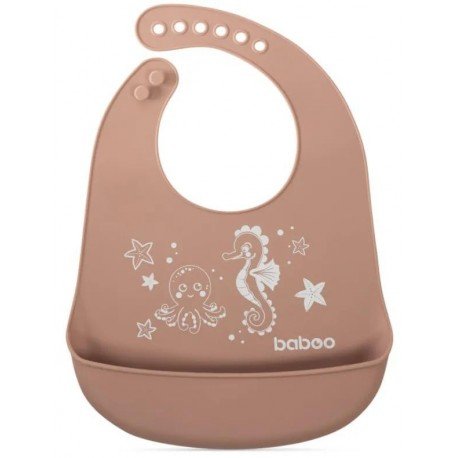 Baboo Babero de Silicona con Bolsillo Cacao +4m