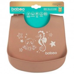 Baboo Babero de Silicona con Bolsillo Cacao +4m