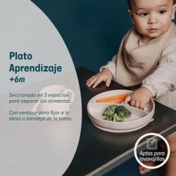 Suavinex Colour Essence Plato de Silicona con Divisiones y Ventosa Verde +6m